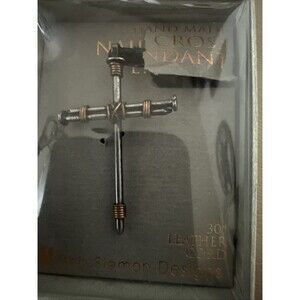 NEW Bob Siemon Nail and Copper Wire Cross Pendant on Leather Cord, 30"